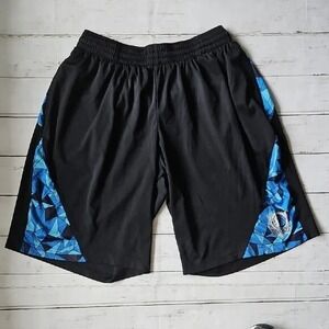 NBA Dallas Mavericks Basketball Shorts Mens Large Black Blue Net-Dri Geometric